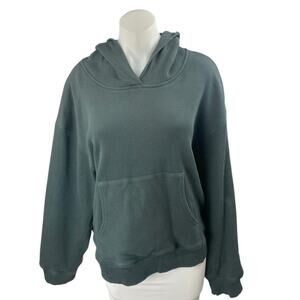 Zful Women's Green Long Sleeve Thermal Waffle Knit Hoodie Hooded Sweatshirt S